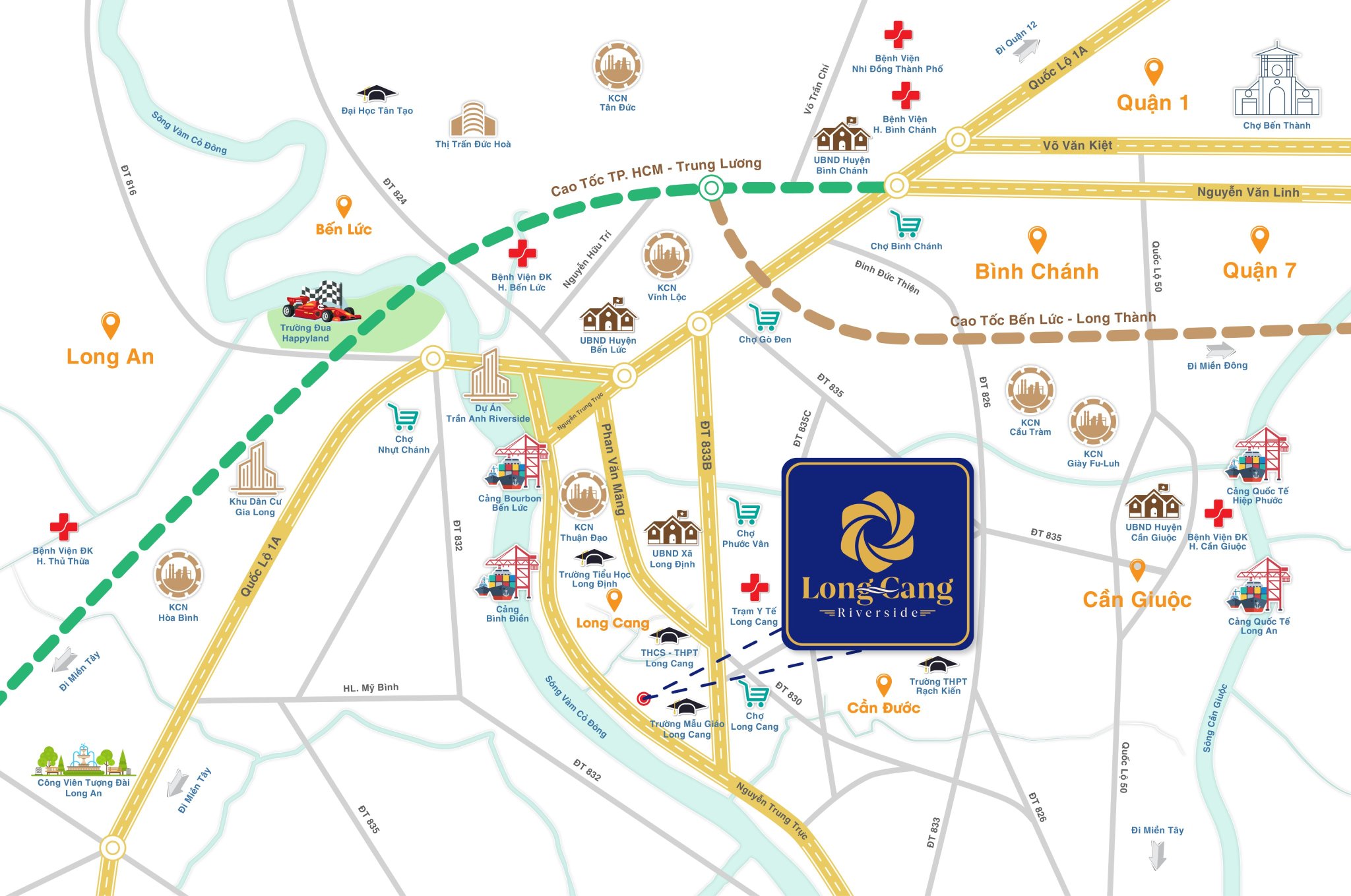 vị trí kết nối liên kết vùng vô cùng thuận lợi của Long Cang RiverPark